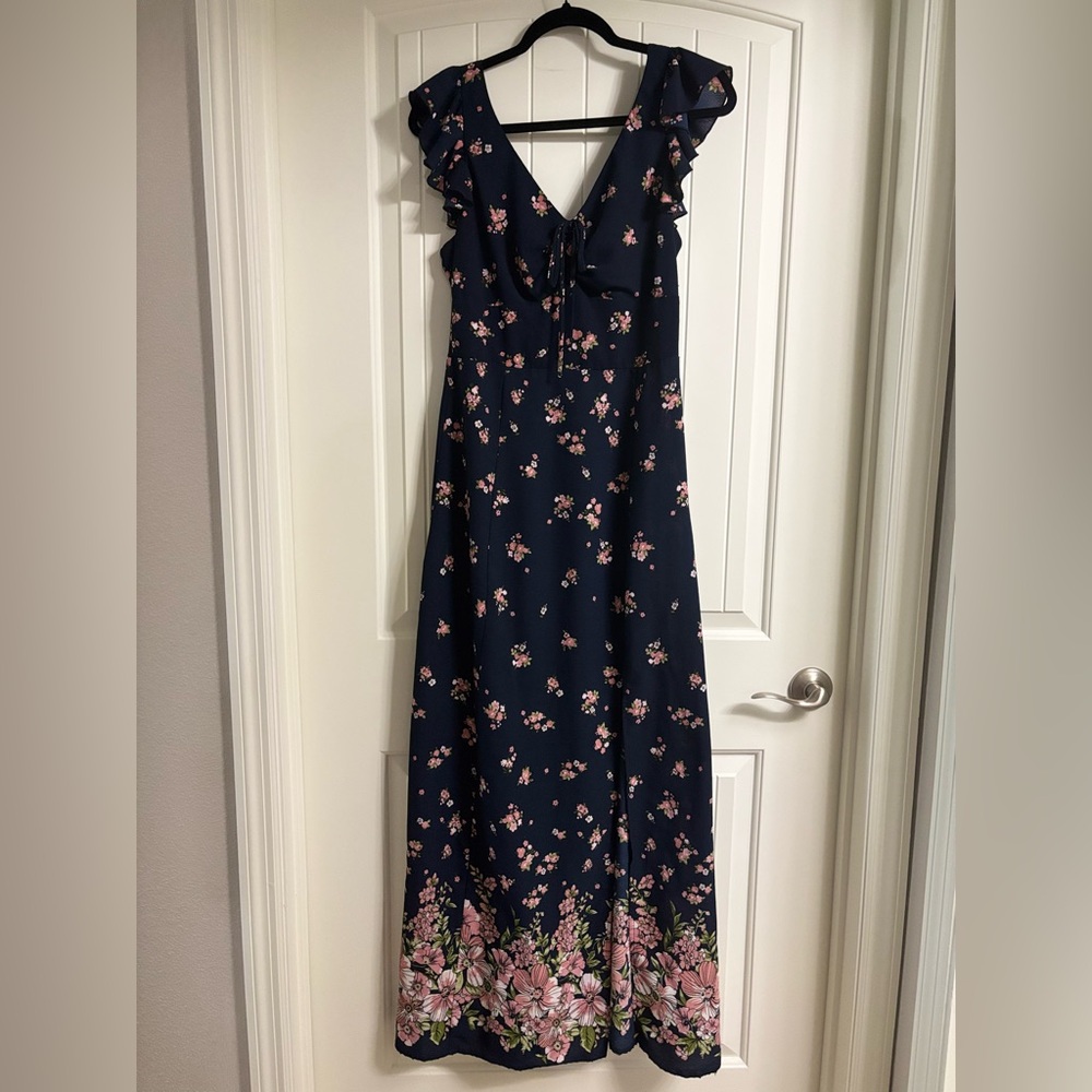Teeze Me Navy Floral Maxi Dress